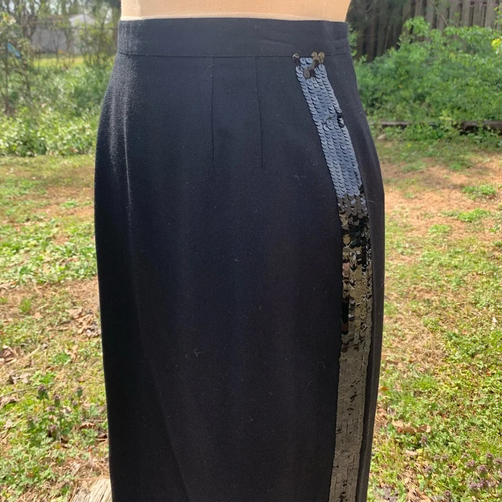 Vintage Wool Sequin Pencil Skirt - Picture 5 of 12
